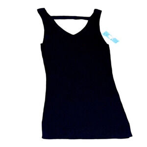 White House Black Market Strap Back Ribbed Tank Black XXS